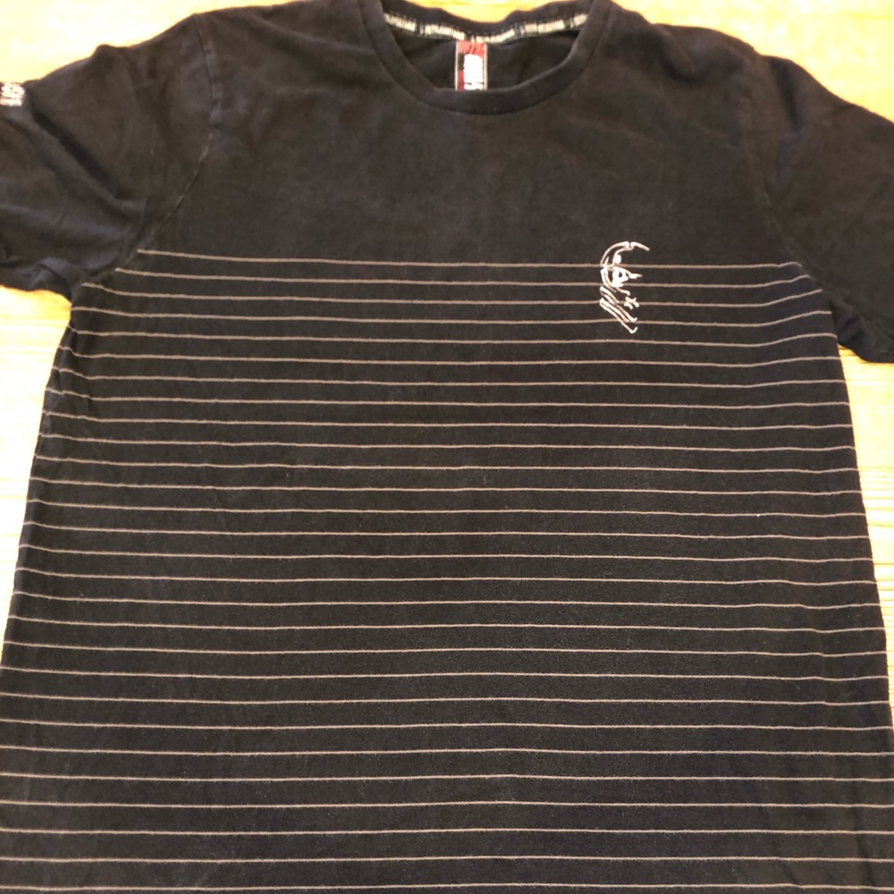 Large Metal Mulisha black white striped tee